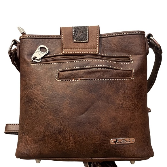 MONTANA WEST laser Cut-Out Buckle Brown Embossed Leather & Studs Concealed Carry - Picture 2 of 12